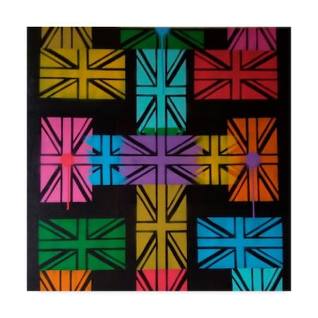 Abstract Graffiti 'Union Jack Cross' Canvas Art,14x14